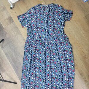 Vintage multi-colour patterned dress with pockets - approx size large